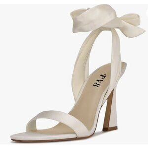FYS Women Sexy Open Toe Spool High Heel Satin Lace up Ankle Strap Sandals Beige